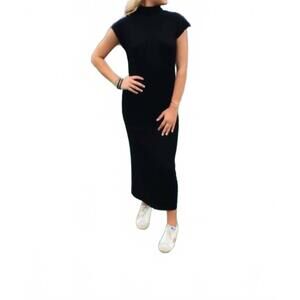 NEW DÈLUC aconitum mock neck knit midi dress in black